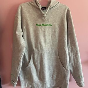 Gray You Matter Hoodie with Green Writing